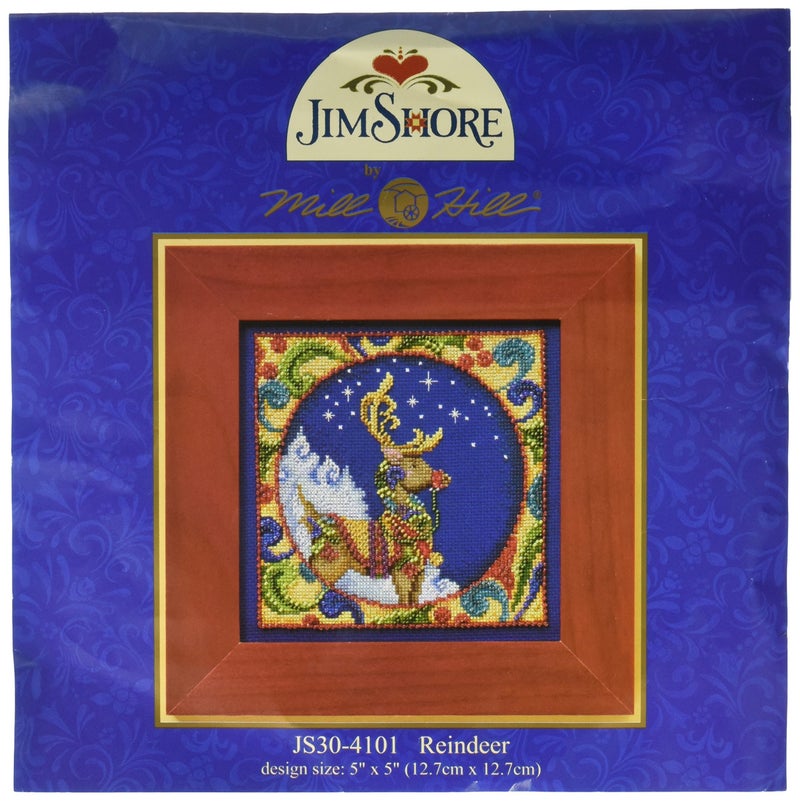 Mill Hill 143287/Jim Shore Counted Cross Stitch Kit 5""X5"", Reindeer (18 Count)